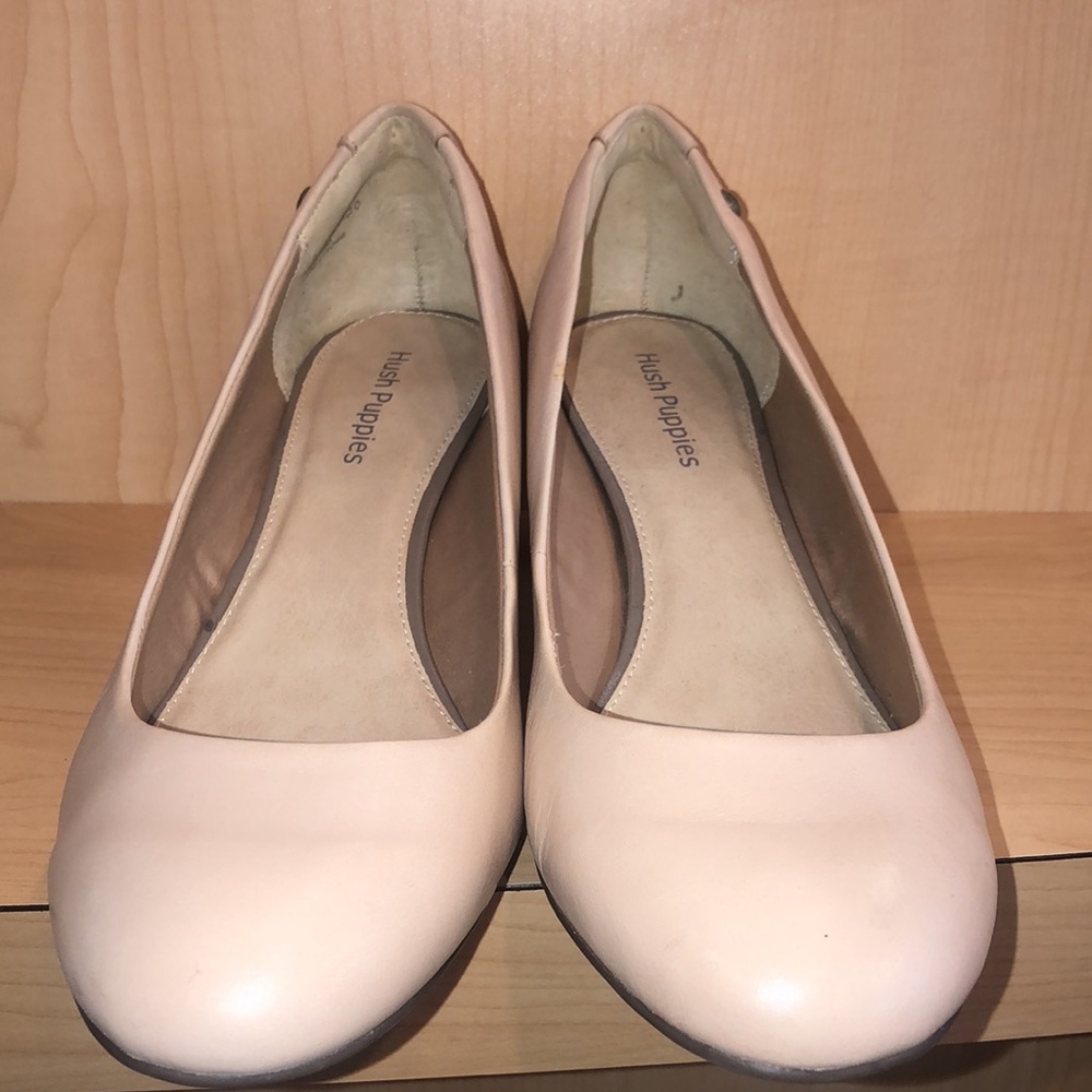 Hush Puppies Nude Leather Block Heel Pumps 10W - Picture 5 of 8